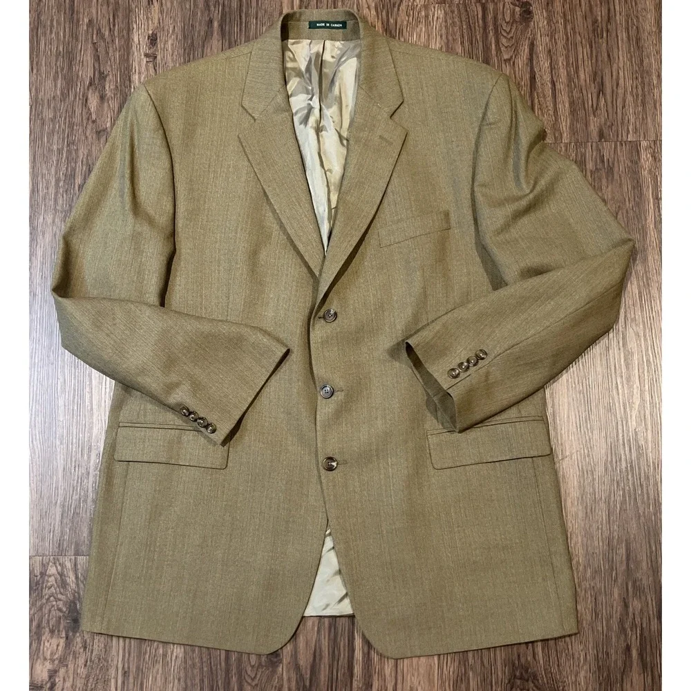 Lauren Polo Ralph Lauren Brown Herringbone Sport Coat - 100% Wool Size 48L